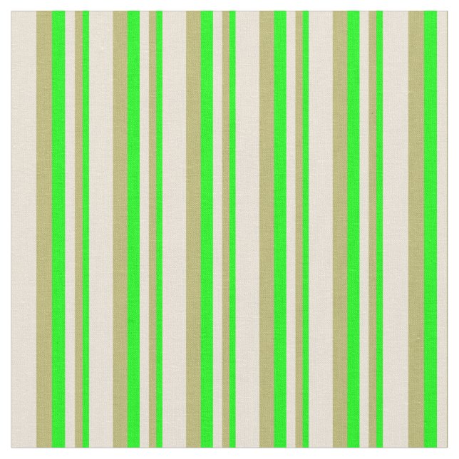 Tela Patrón Lime, oscuro Khaki y Bisque Lined (De cerca)