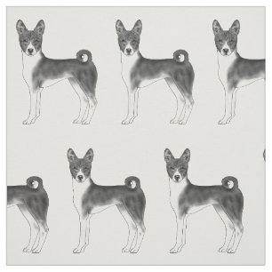 Tela Patrón lindo de un perro Basenji en blanco y negro