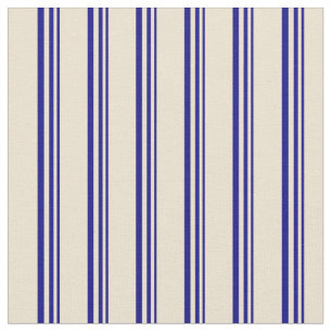 Tela Patrón lineal azul y beige