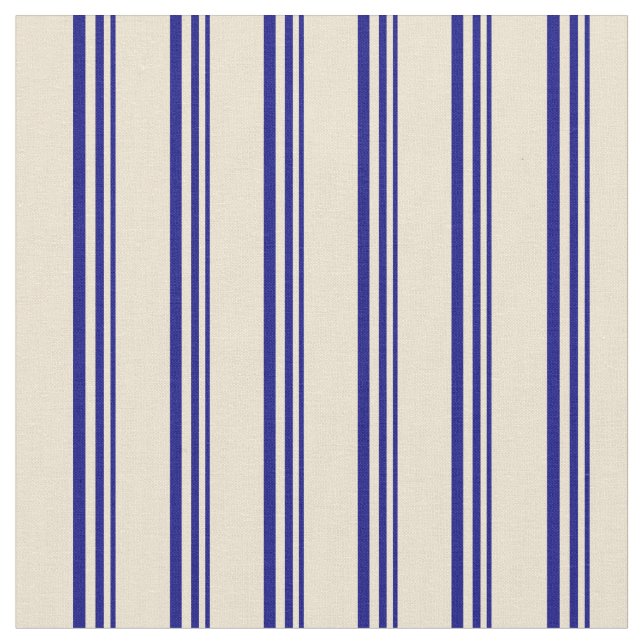 Tela Patrón lineal azul y beige (De cerca)