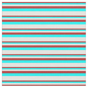 Tela Patrón lineal de color rojo, acua y crema de menta