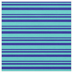 Tela Patrón lino azul oscuro y turquesa