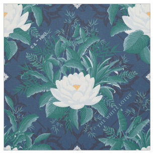 Tela Patrón Lotus de la medianoche blanca