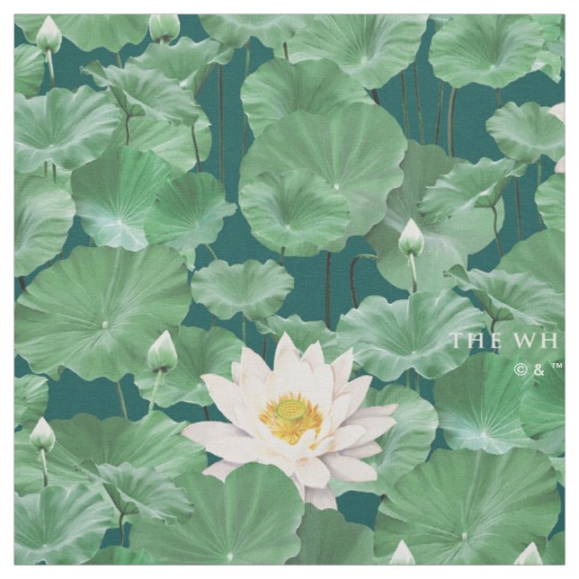 Tela Patrón Lotus Lagoon - El Lotus blanco (Retal)