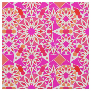 Tela Patrón Mandala, tonos rosas y corales