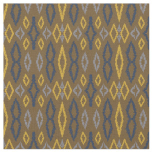 Tela Patrón marrón amarillo azul Ikat marroquí