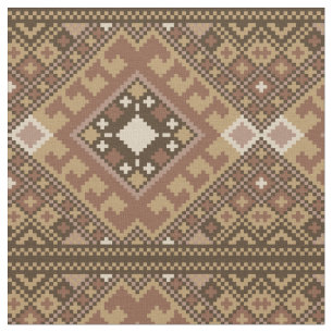 Tela Patrón marrón de Pixel Aztec