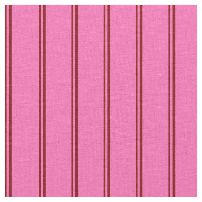Tela Patrón marrón y rosado caliente de franjas (De cerca)