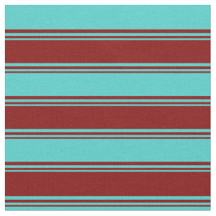 Tela Patrón marrón y turquesa de franjas