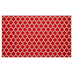 Tela Patrón marroquí de cuatro hojas rojo y blanco