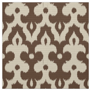 Tela Patrón marroquí de damasco de ikat, taúpe y beige