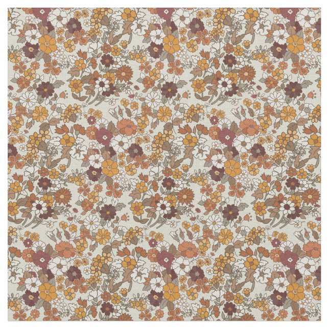 Tela Patrón mediterráneo de las flores del Boho retro (De cerca)