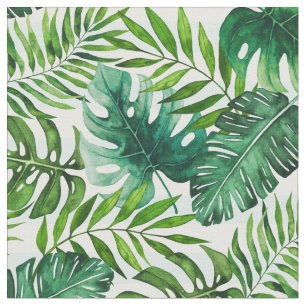 Tela Patrón moderno de hojas verdes tropicales