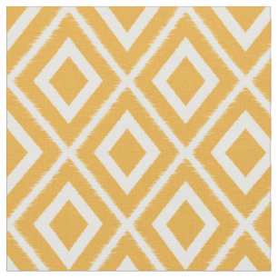 Tela Patrón moderno de ikat amarillo y blanco de mostaz