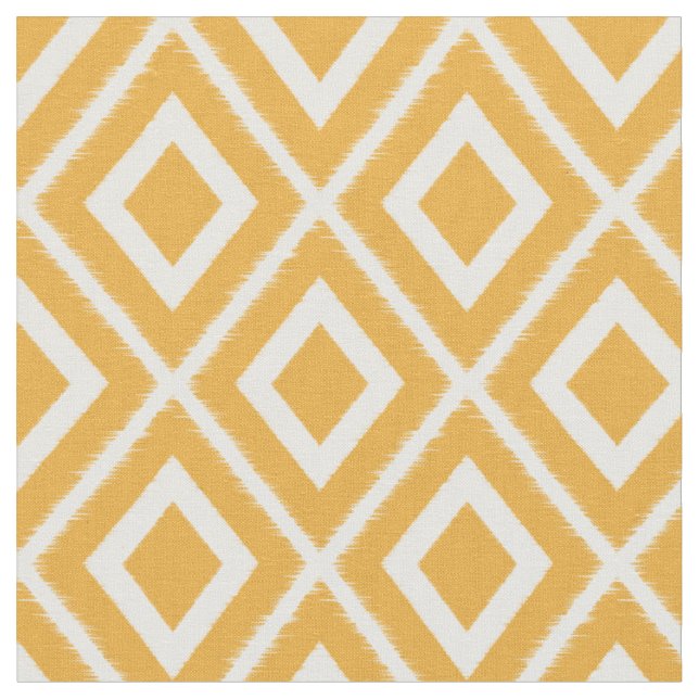 Tela Patrón moderno de ikat amarillo y blanco de mostaz (De cerca)