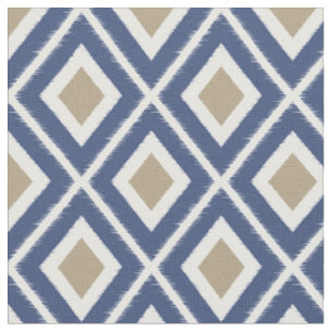 Tela Patrón moderno de ikat azul marrón beige y marina