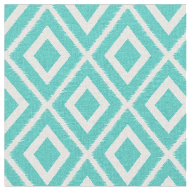 Tela Patrón moderno de Ikat azul turquesa (De cerca)