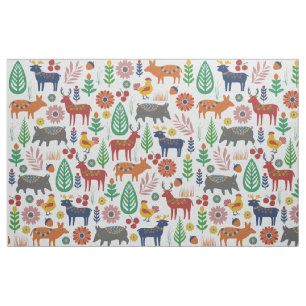 Tela Patrón moderno del Boho nórdico del arte folclóric