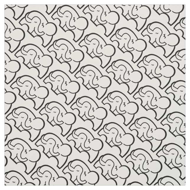 Tela Patrón mono de abrazo de elefante gráfico (Retal)