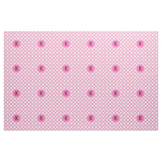 Tela Patrón monogramado de quatrefoil rosa caliente (Yarda)