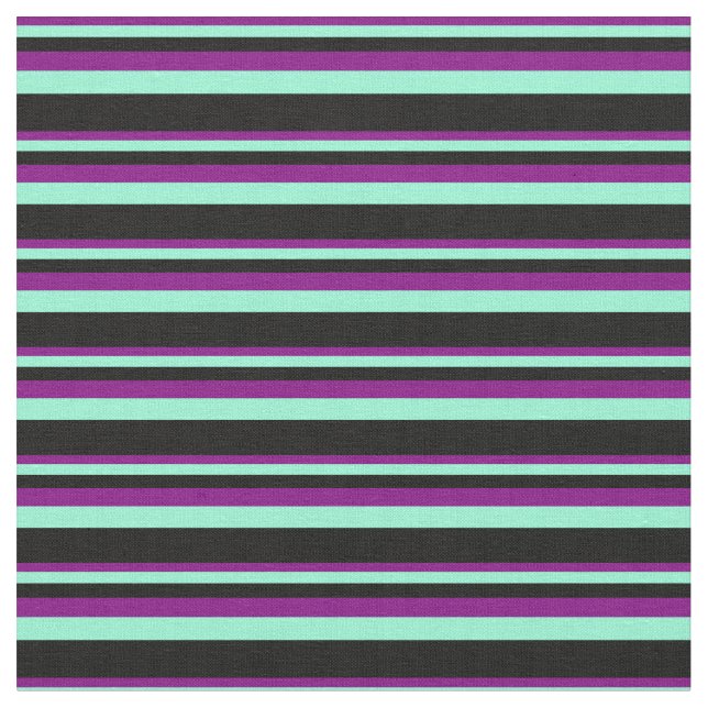 Tela Patrón morado, acuamarino y negro (De cerca)