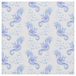 Tela Patrón morado azul de caballito de mar