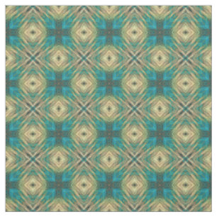 Tela Patrón Mosaico Azteca Verde Azul Turquesa