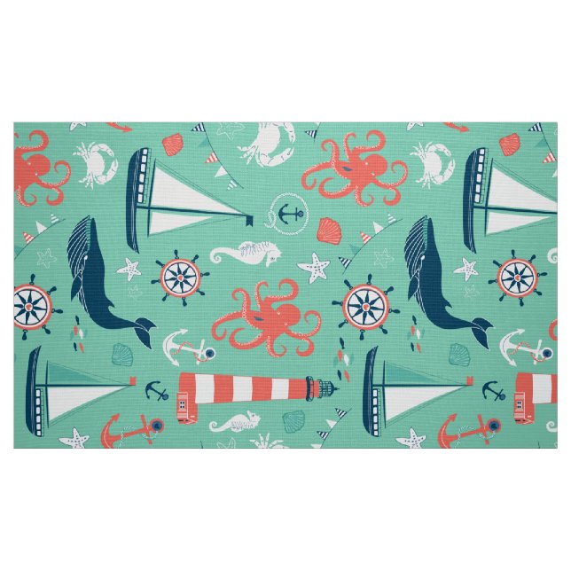 Tela Patrón naumático corto fondo verde ("Cuarto gordo" (fat quarter))