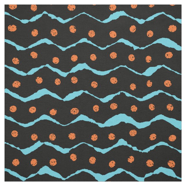 Tela Patrón negro, azul y Naranja (Retal)
