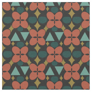 Tela Patrón negro de diamante de flor moderno de mediad