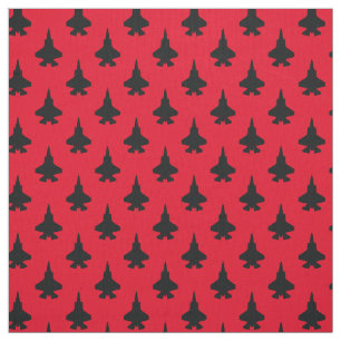 Tela Patrón negro F-35 Lightning Fighter Jet en rojo