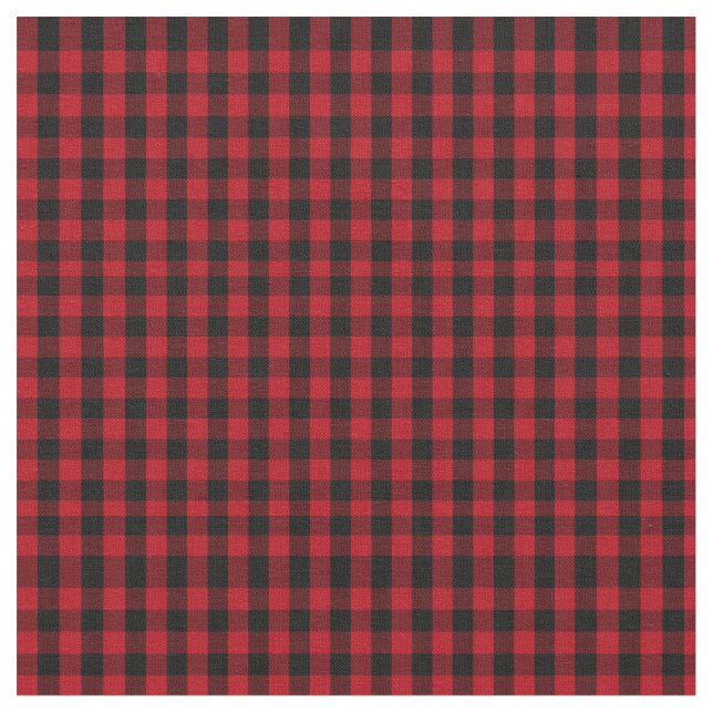 Tela Patrón negro y rojo de chapa de búfalo (De cerca)