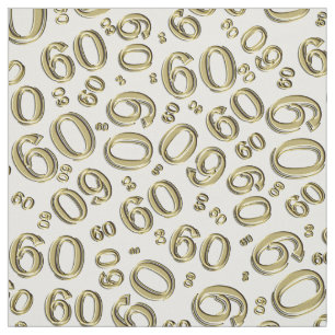 Tela Patrón número aleatorio de oro y blanco 60