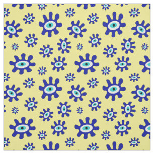 Tela Patrón ocular abstracto azul, amarillo y blanco