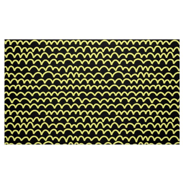 Tela Patrón ondulado - Amarillo sobre negro ("Cuarto gordo" (fat quarter))