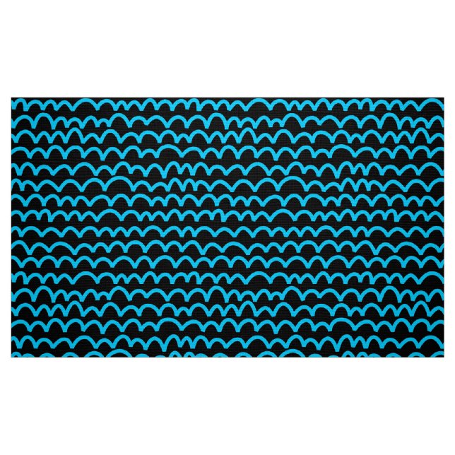 Tela Patrón ondulado - Azul cielo sobre negro ("Cuarto gordo" (fat quarter))