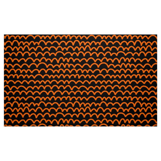 Tela Patrón ondulado - Naranja en negro ("Cuarto gordo" (fat quarter))