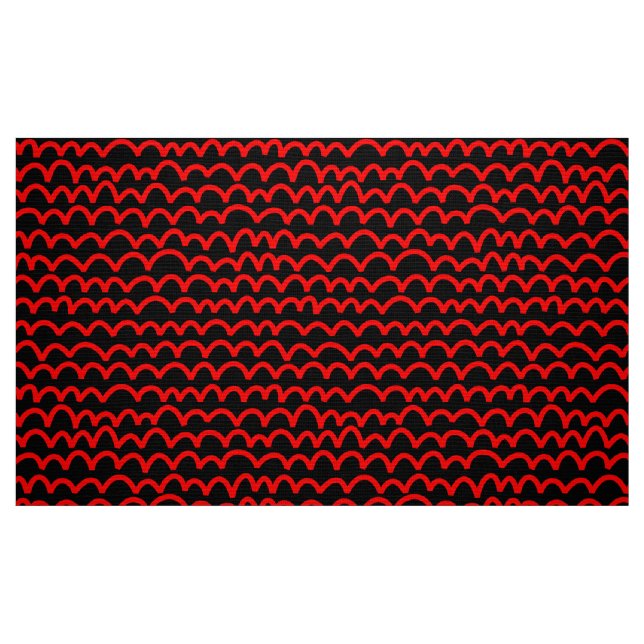 Tela Patrón ondulado - rojo sobre negro ("Cuarto gordo" (fat quarter))