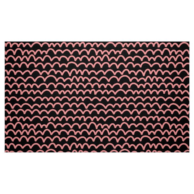 Tela Patrón ondulado - Rosa suave sobre negro ("Cuarto gordo" (fat quarter))