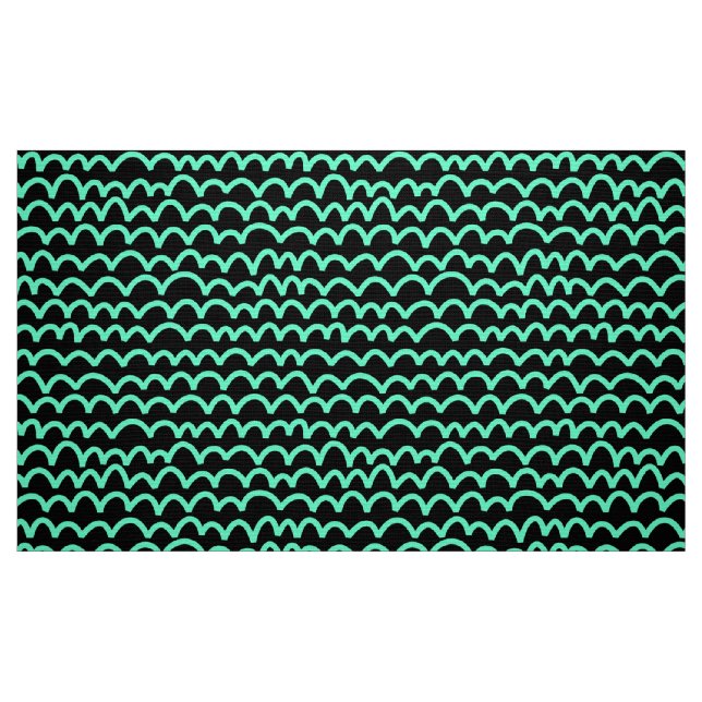 Tela Patrón Ondulado - Turquesa sobre Negro ("Cuarto gordo" (fat quarter))