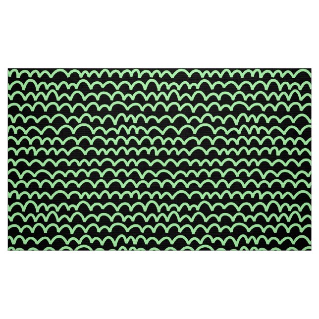 Tela Patrón ondulado - Verde de menta sobre negro ("Cuarto gordo" (fat quarter))