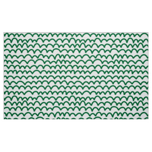 Tela Patrón ondulado - Verde del bosque sobre blanco