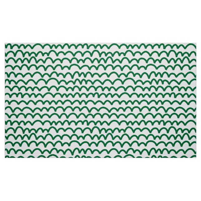 Tela Patrón ondulado - Verde del bosque sobre blanco ("Cuarto gordo" (fat quarter))