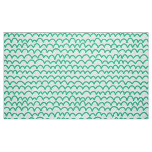 Tela Patrón ondulado - Verde marino sobre blanco