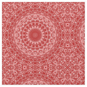 Tela Patrón Ornamental de Mandala Rojo y Blanco