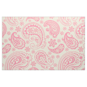 Tela Patrón paisajista rosa y beige