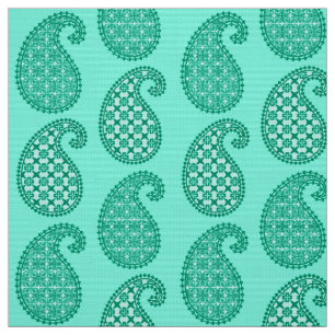 Tela Patrón paisley, aqua y turquesa