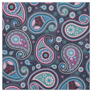 Tela Patrón paisley azul verde azulado