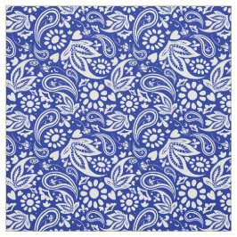 Tela Patrón paisley azul y blanco