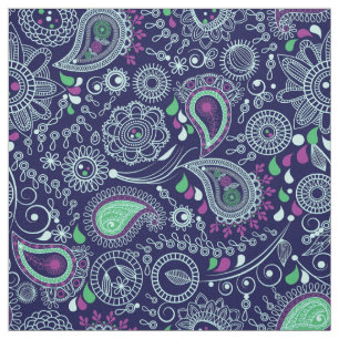 Tela Patrón paisley de Doodle Azul oscuro